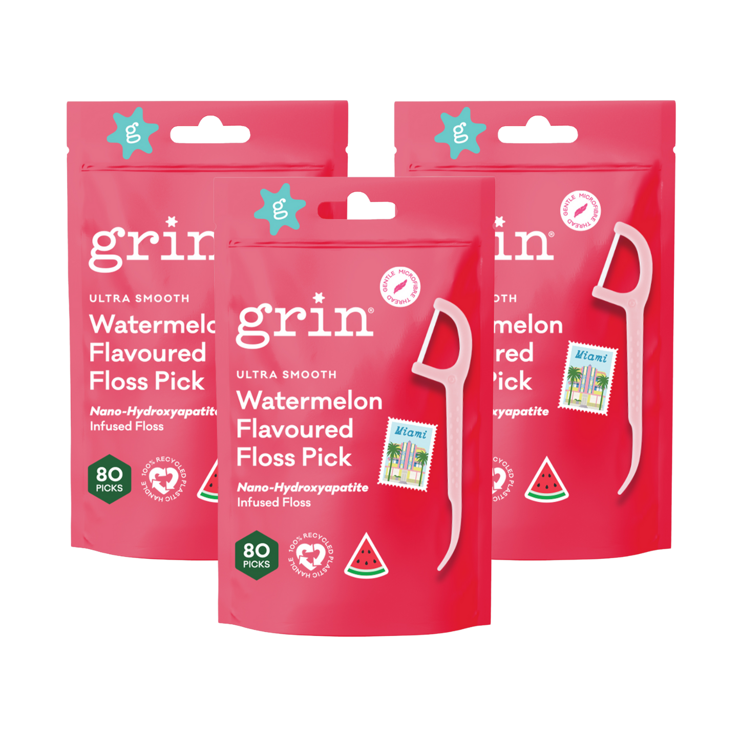 Ultra Smooth N-HA Infused Floss Picks 80pk Watermelon