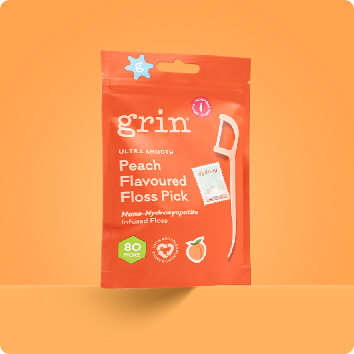 Ultra Smooth N-HA Infused Floss Picks 80pk Peach