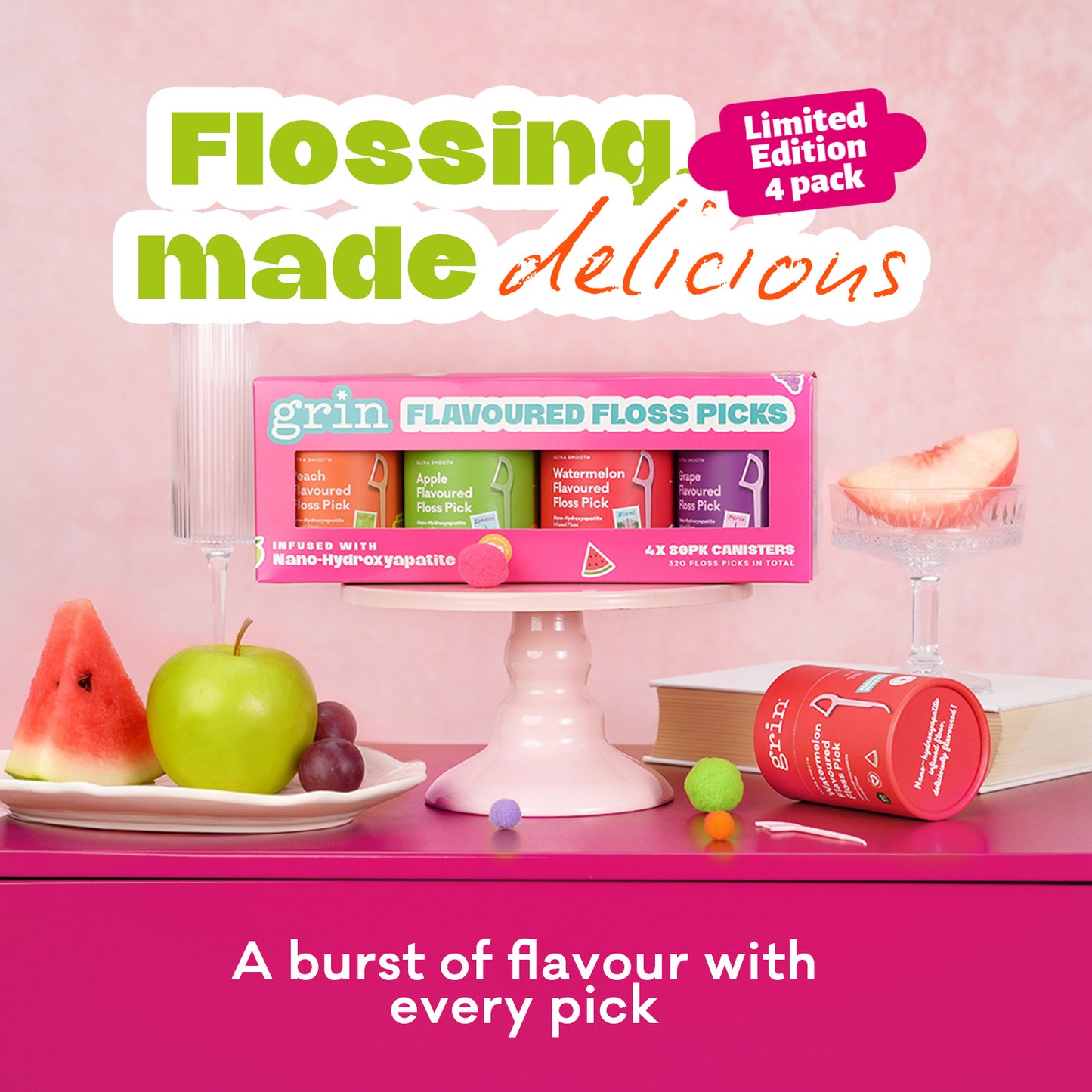 Grin Ultra Smooth N-HA Infused Floss Picks Bundle