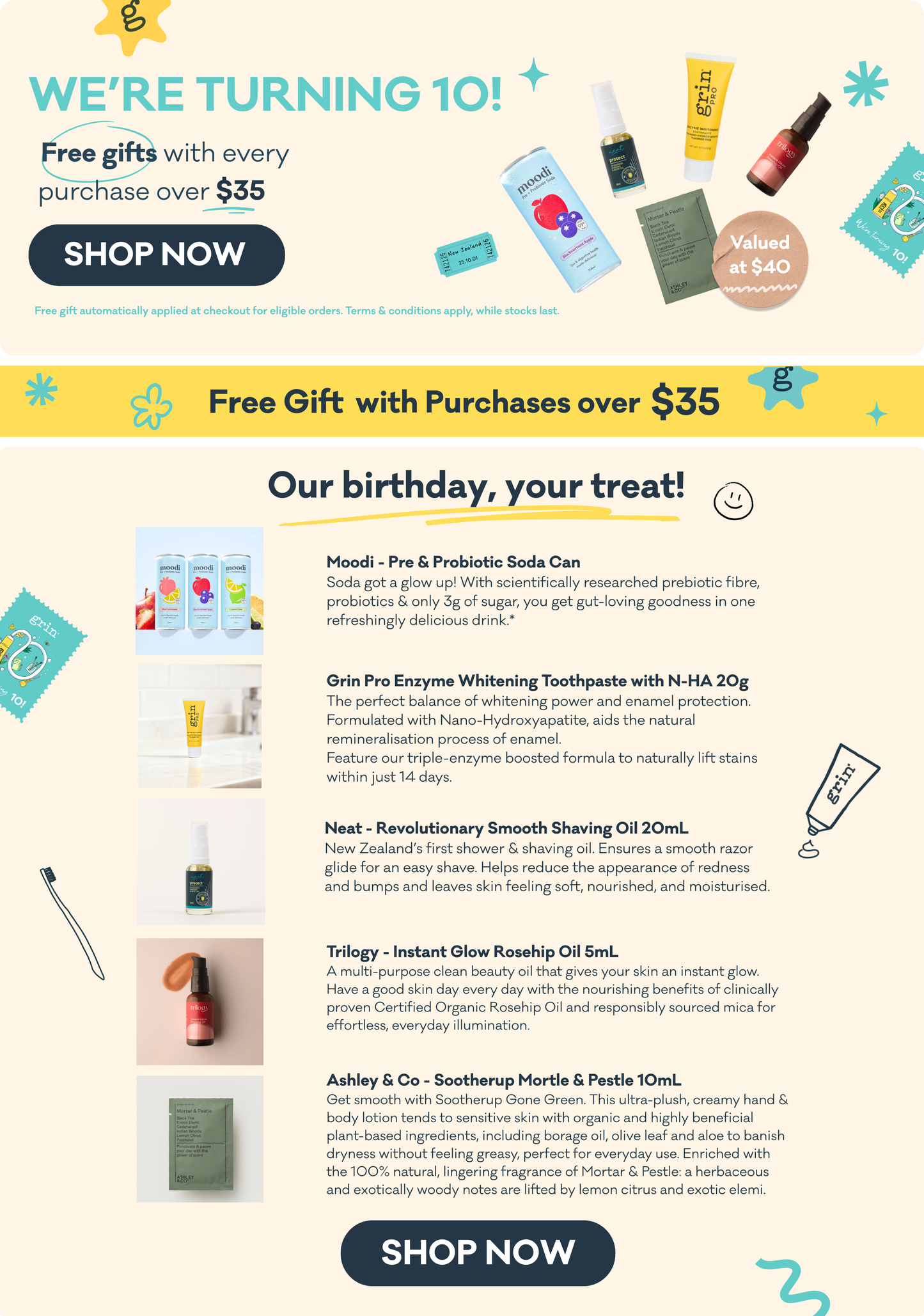 Free Gift: Grin's 10th Birthday Gift Pack