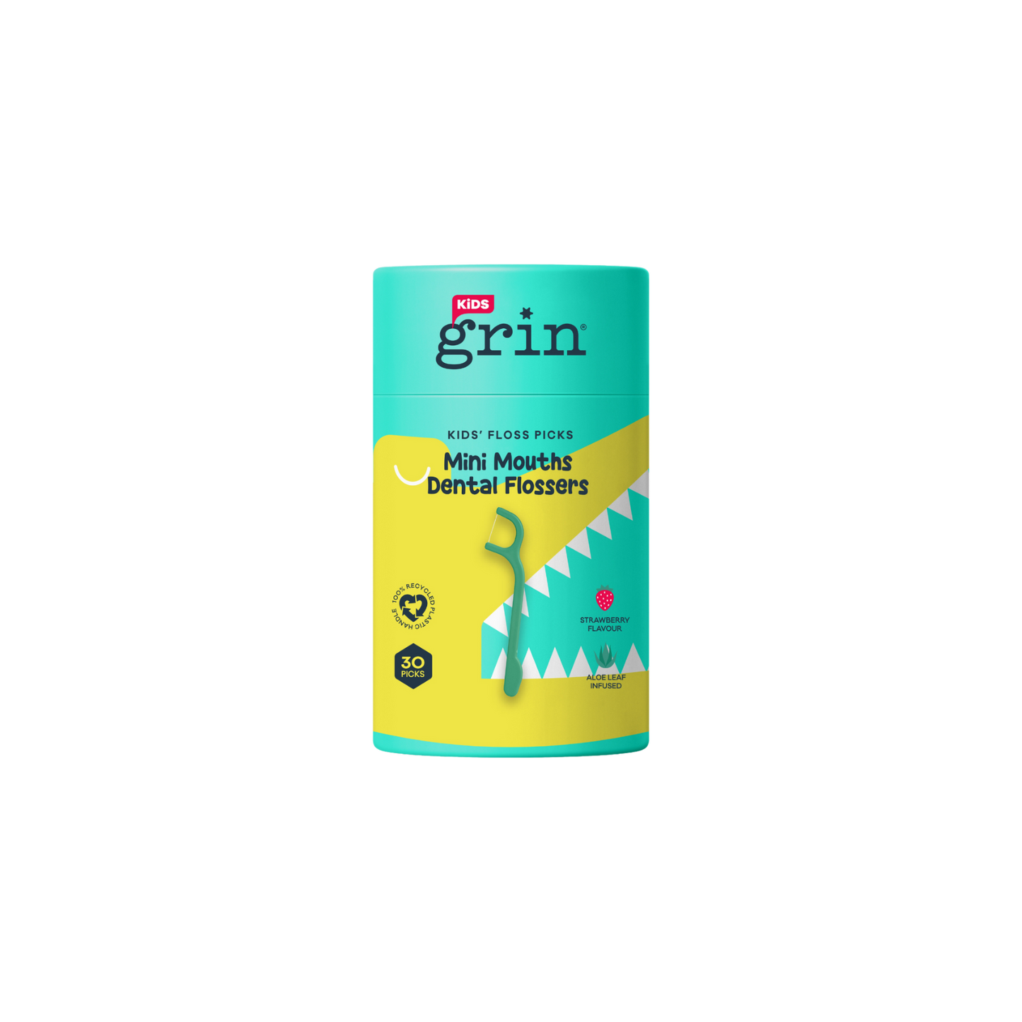 Grin Kids Mini Mouths Floss Picks Croc 30pk Strawberry Flavour