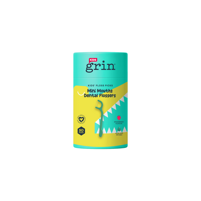 Grin Kids Mini Mouths Floss Picks Croc 30pk Strawberry Flavour