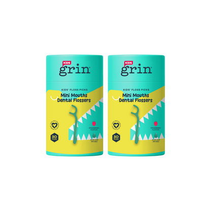 Grin Kids Mini Mouths Floss Picks Croc 30pk Strawberry Flavour