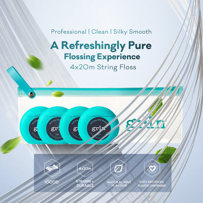 Travel Set Mint Waxed Dental Floss 4x20m