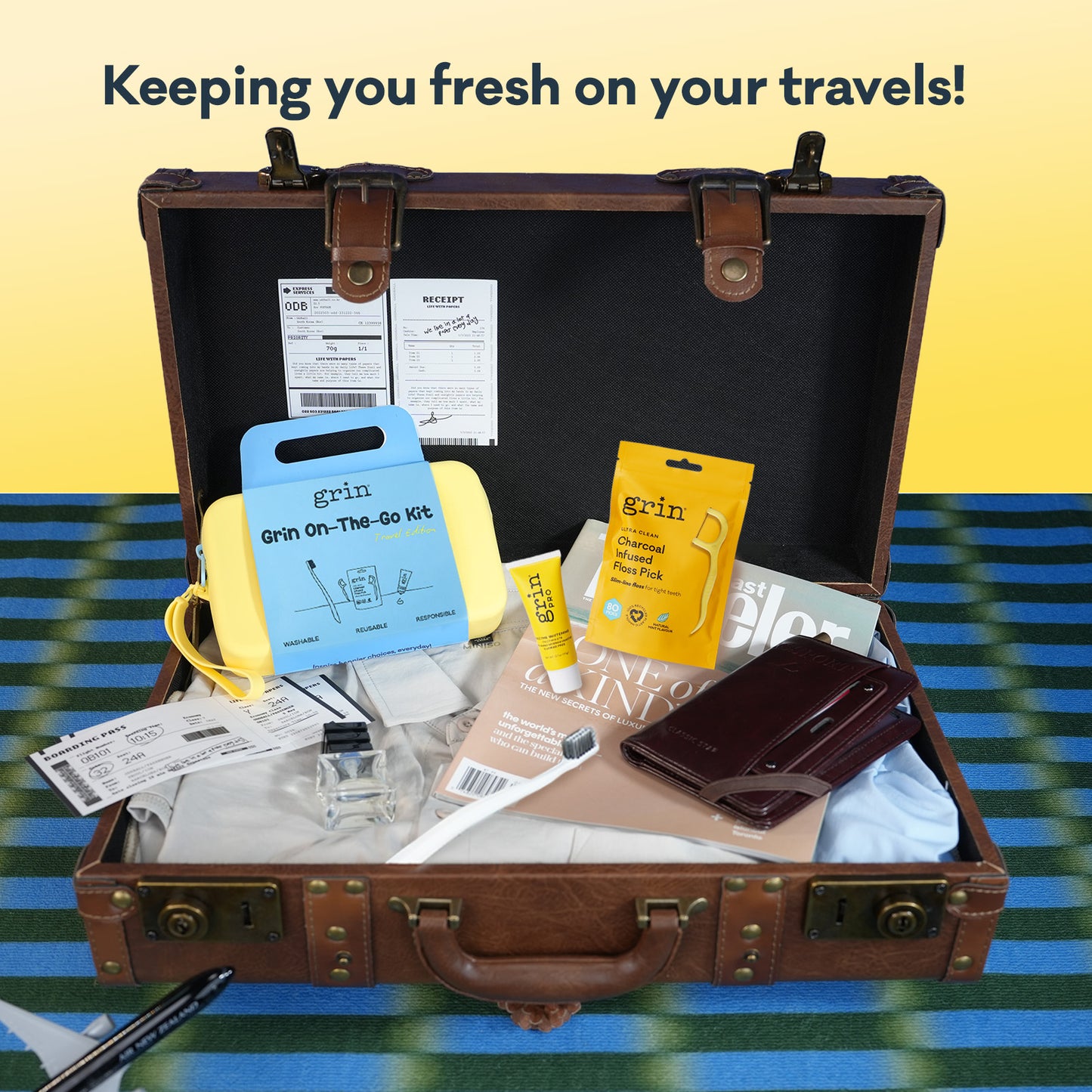 Grin Yellow Silicone Travel Kit on the Go Kit