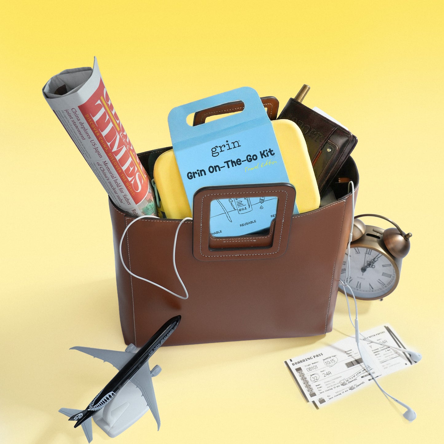 Grin Yellow Silicone Travel Kit on the Go Kit