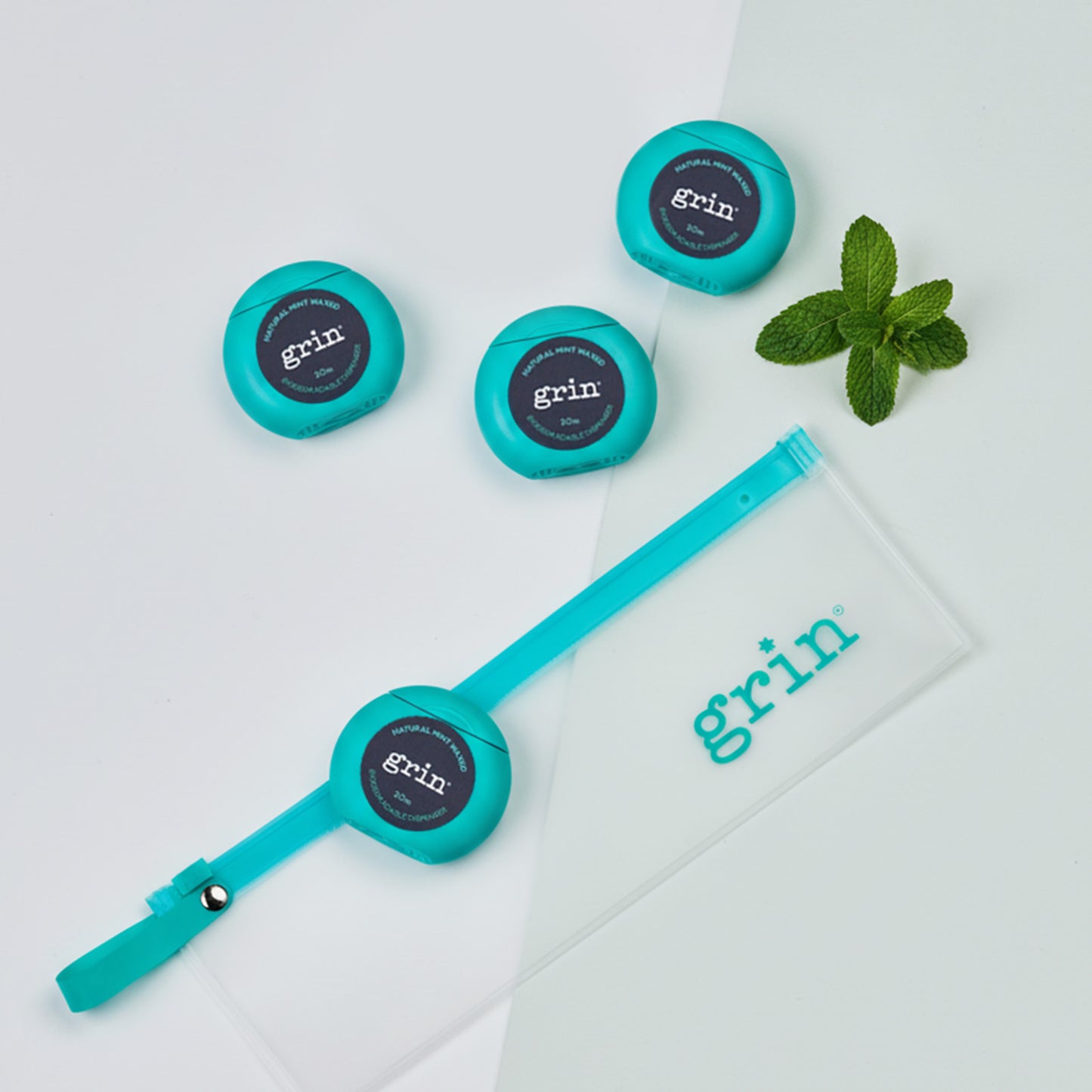 Travel Set Mint Waxed Dental Floss 4x20m