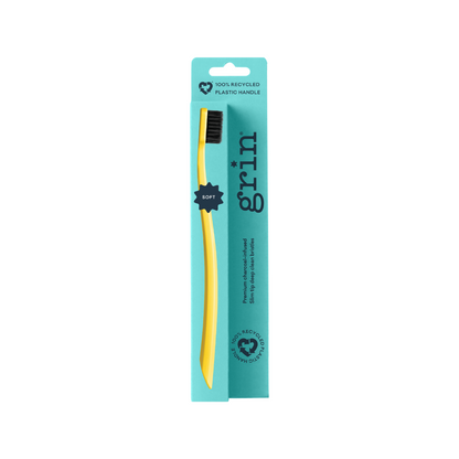 Grin 100% Recycled Toothbrush 1pk Soft Lemon