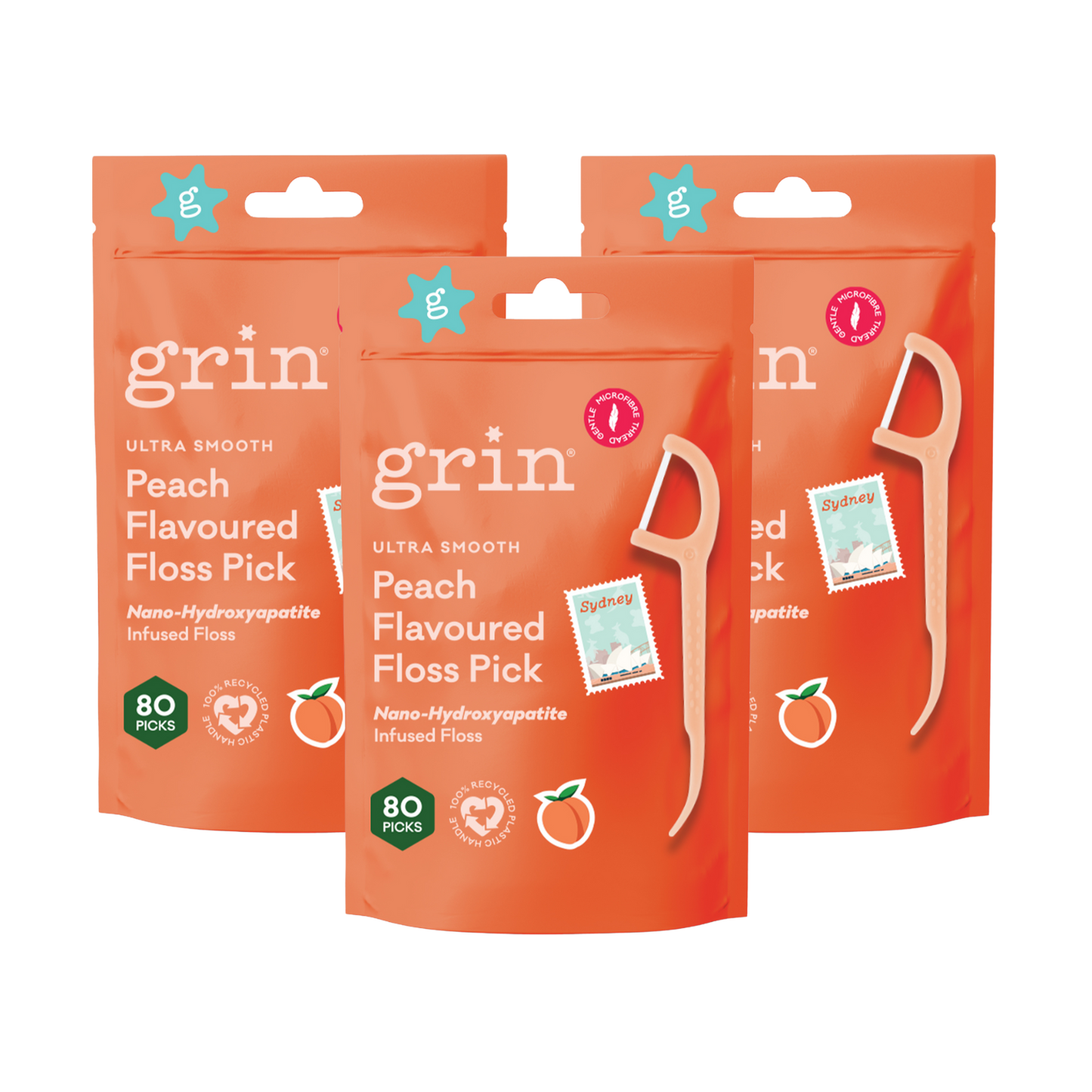 Ultra Smooth N-HA Infused Floss Picks 80pk Peach