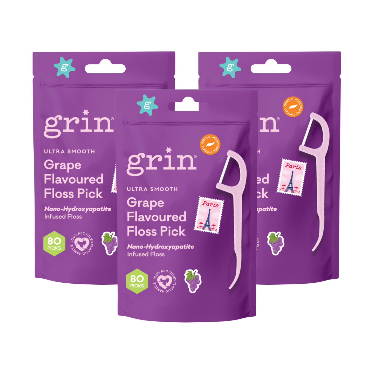 Ultra Smooth N-HA Infused Floss Picks 80pk Grape