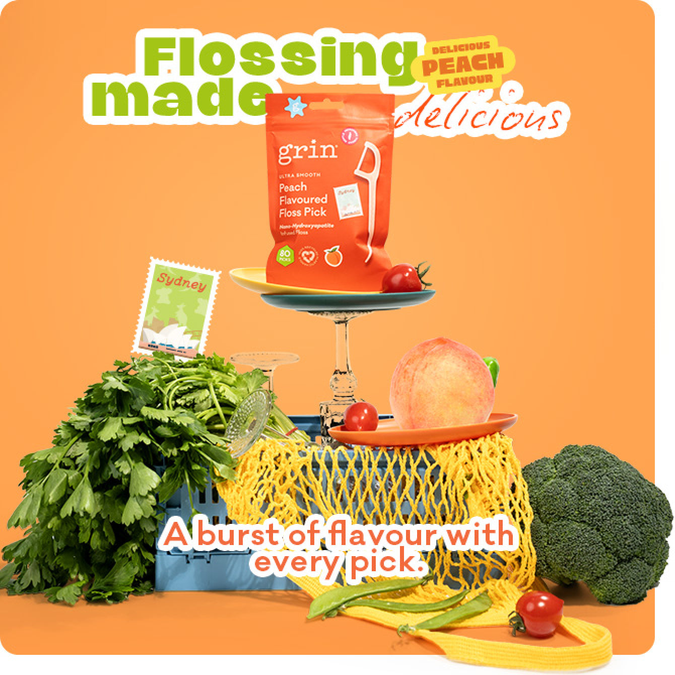Ultra Smooth N-HA Infused Floss Picks 80pk Peach