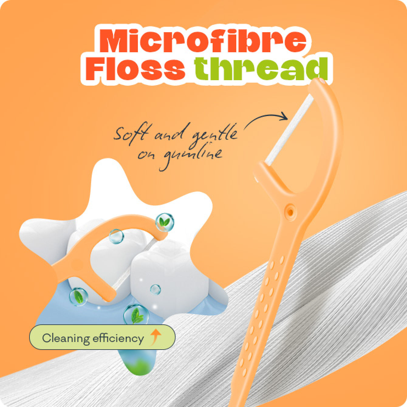 Ultra Smooth N-HA Infused Floss Picks 80pk Peach