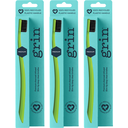 Grin 100% Recycled Toothbrush 1pk Medium Lime