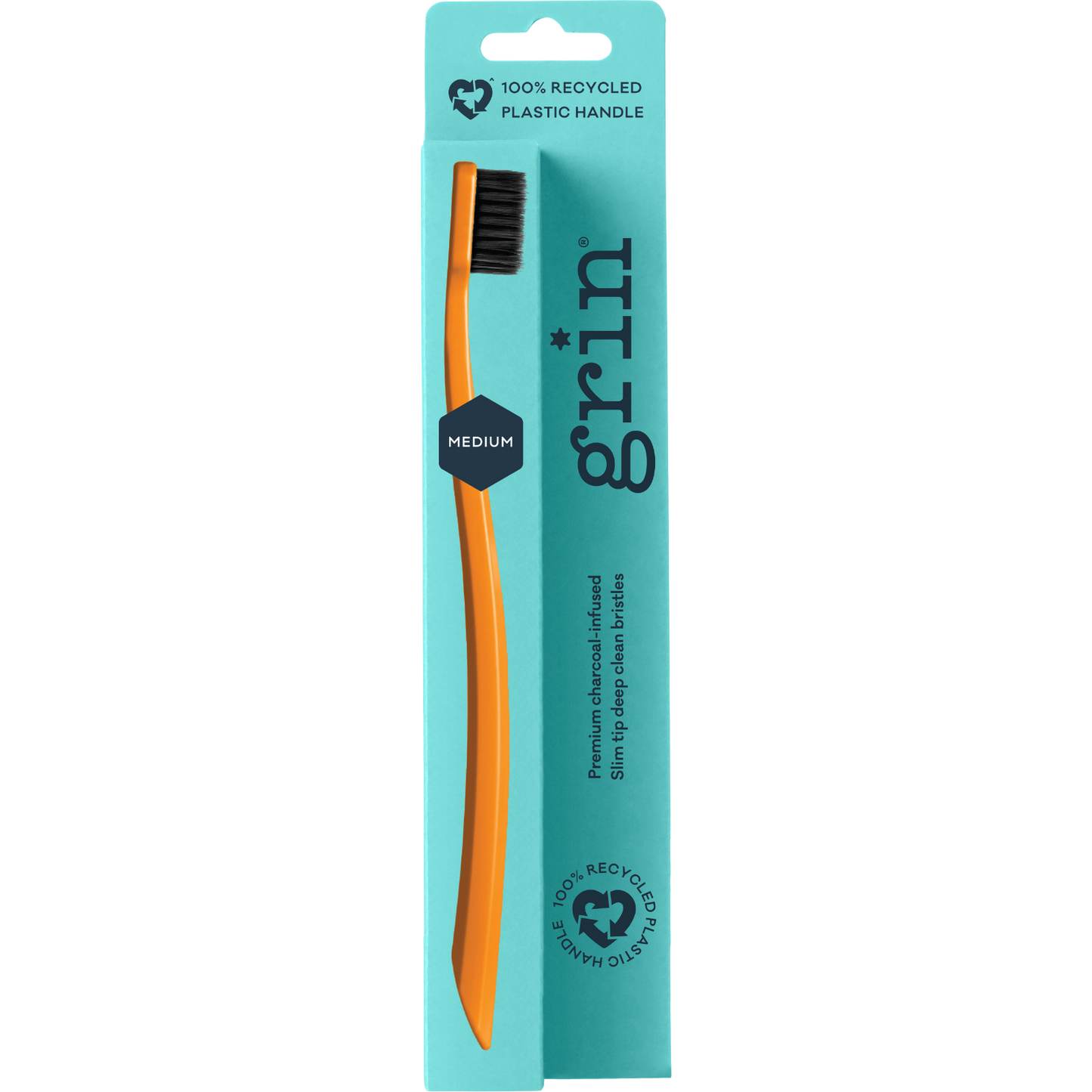 Grin 100% Recycled Toothbrush 1pk Medium Orange