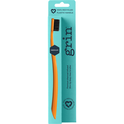Grin 100% Recycled Toothbrush 1pk Medium Orange