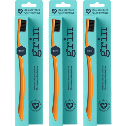 Grin 100% Recycled Toothbrush 1pk Medium Orange