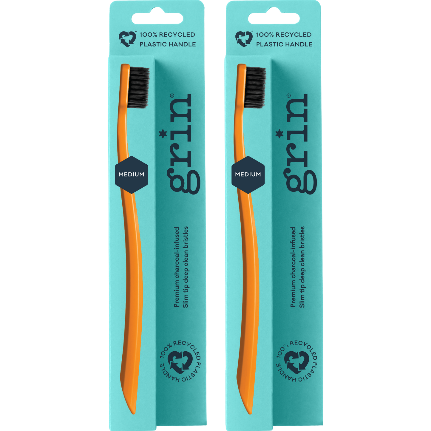 Grin 100% Recycled Toothbrush 1pk Medium Orange