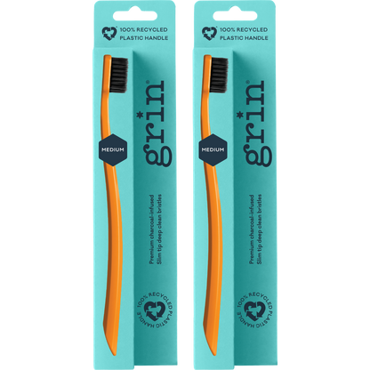 Grin 100% Recycled Toothbrush 1pk Medium Orange
