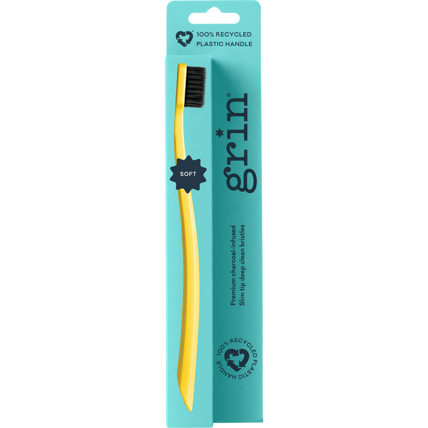 Grin 100% Recycled Toothbrush 1pk Soft Lemon