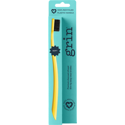 Grin 100% Recycled Toothbrush 1pk Soft Lemon