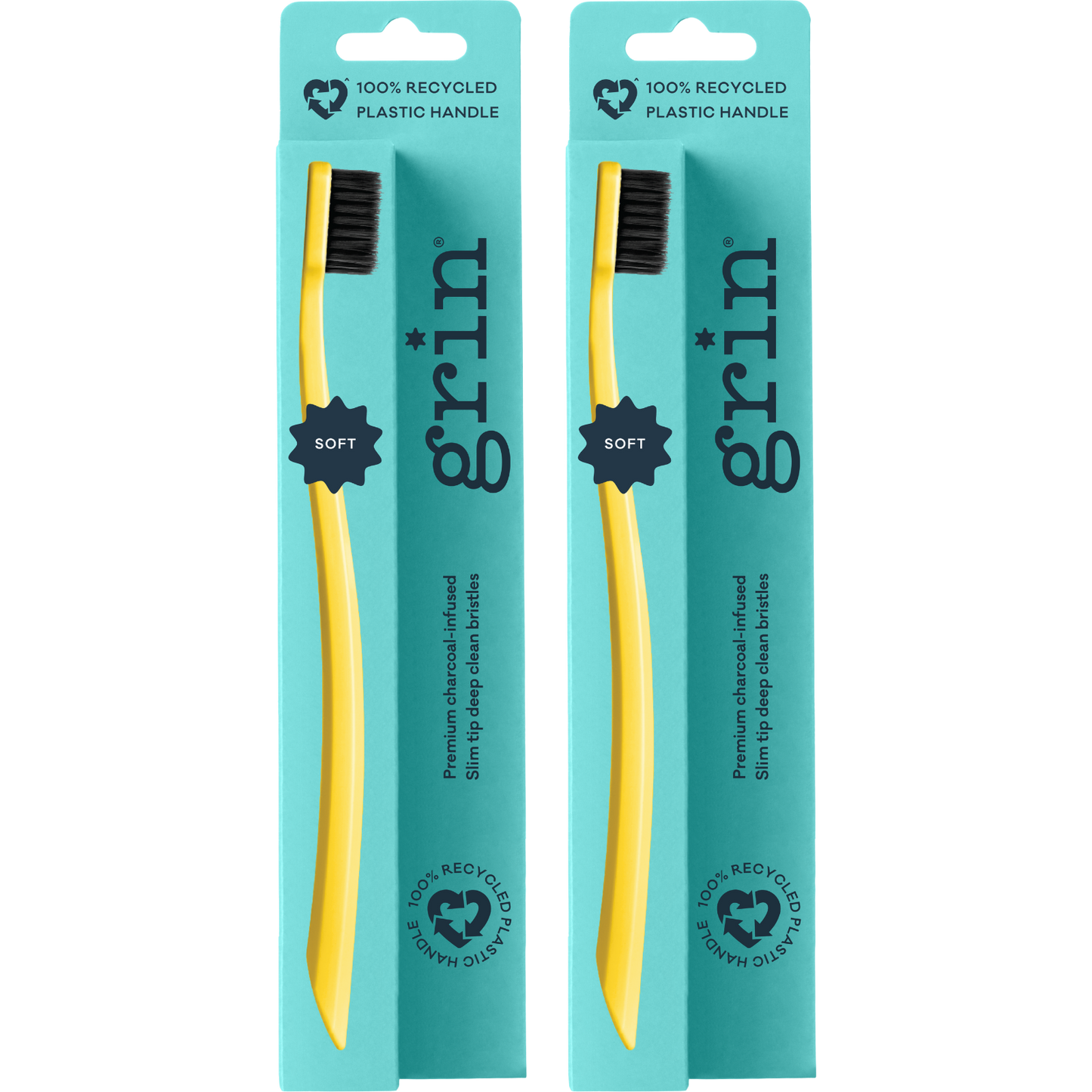 Grin 100% Recycled Toothbrush 1pk Soft Lemon