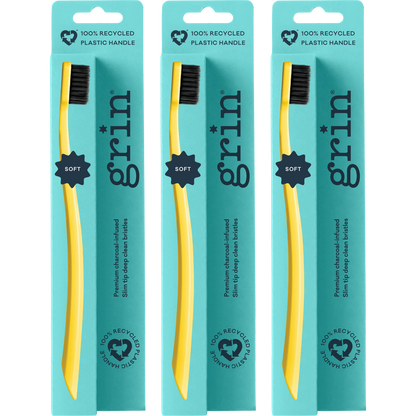 Grin 100% Recycled Toothbrush 1pk Soft Lemon