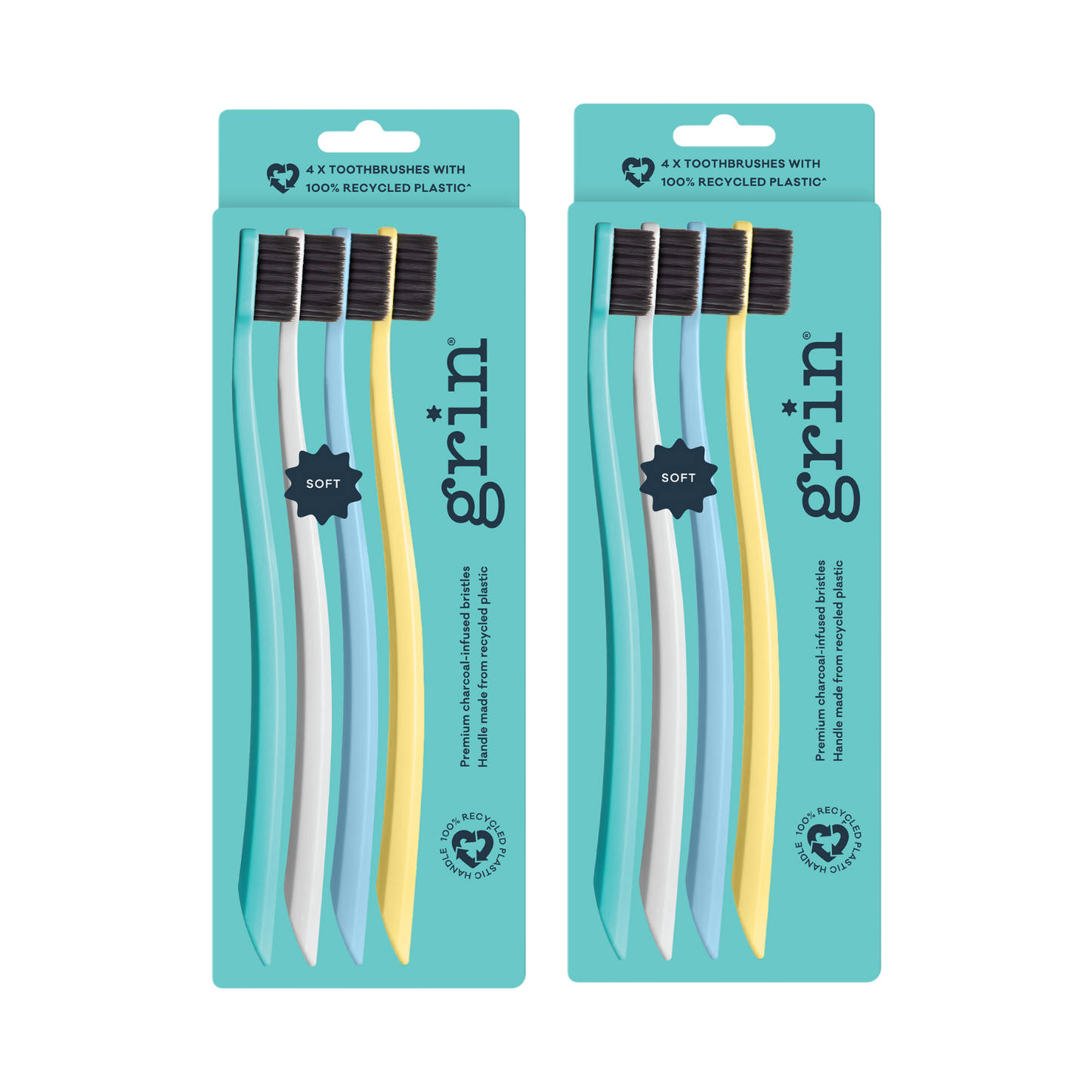 Grin 100% Recycled Toothbrush 4pk Summer Beach (Soft)