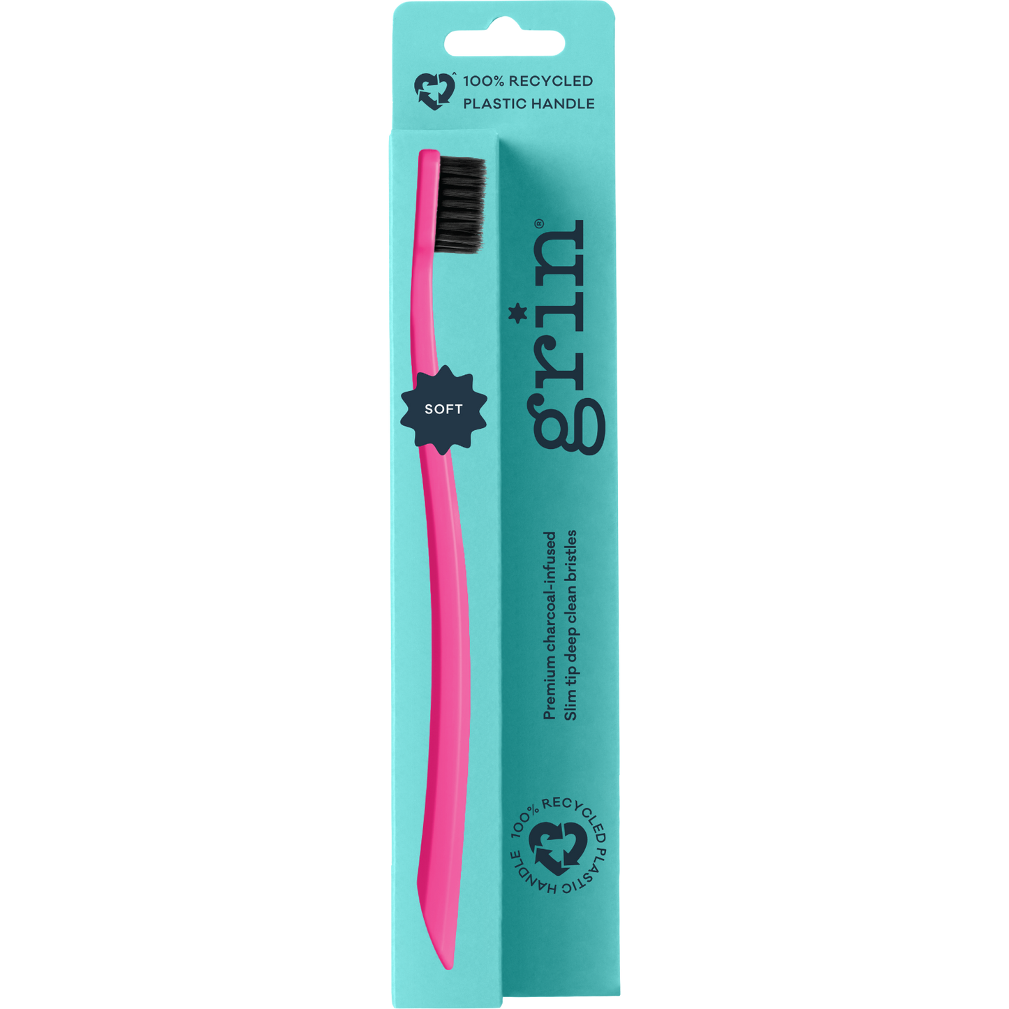 Grin 100% Recycled Toothbrush 1pk Soft Fuschia