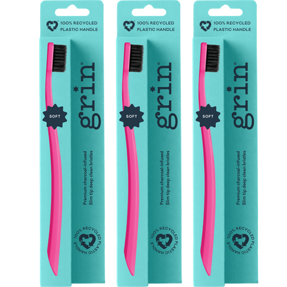 Grin 100% Recycled Toothbrush 1pk Soft Fuschia