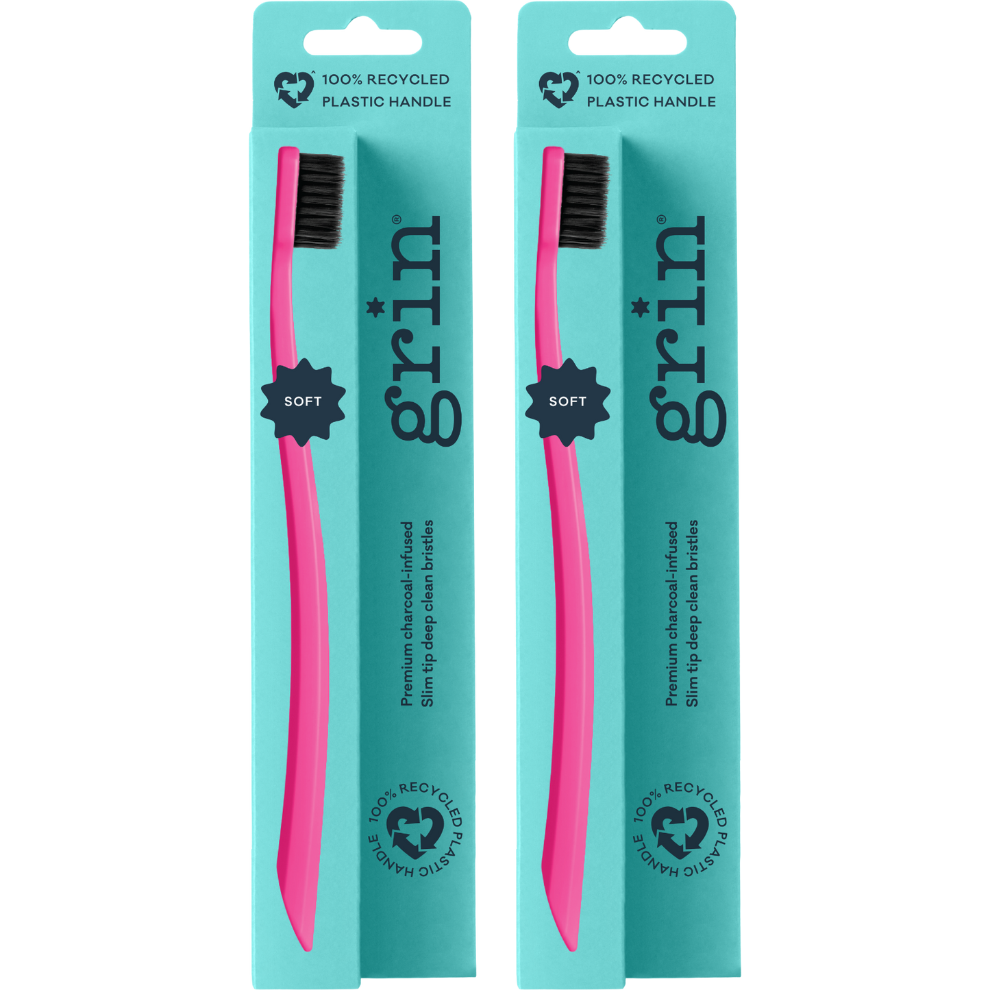Grin 100% Recycled Toothbrush 1pk Soft Fuschia