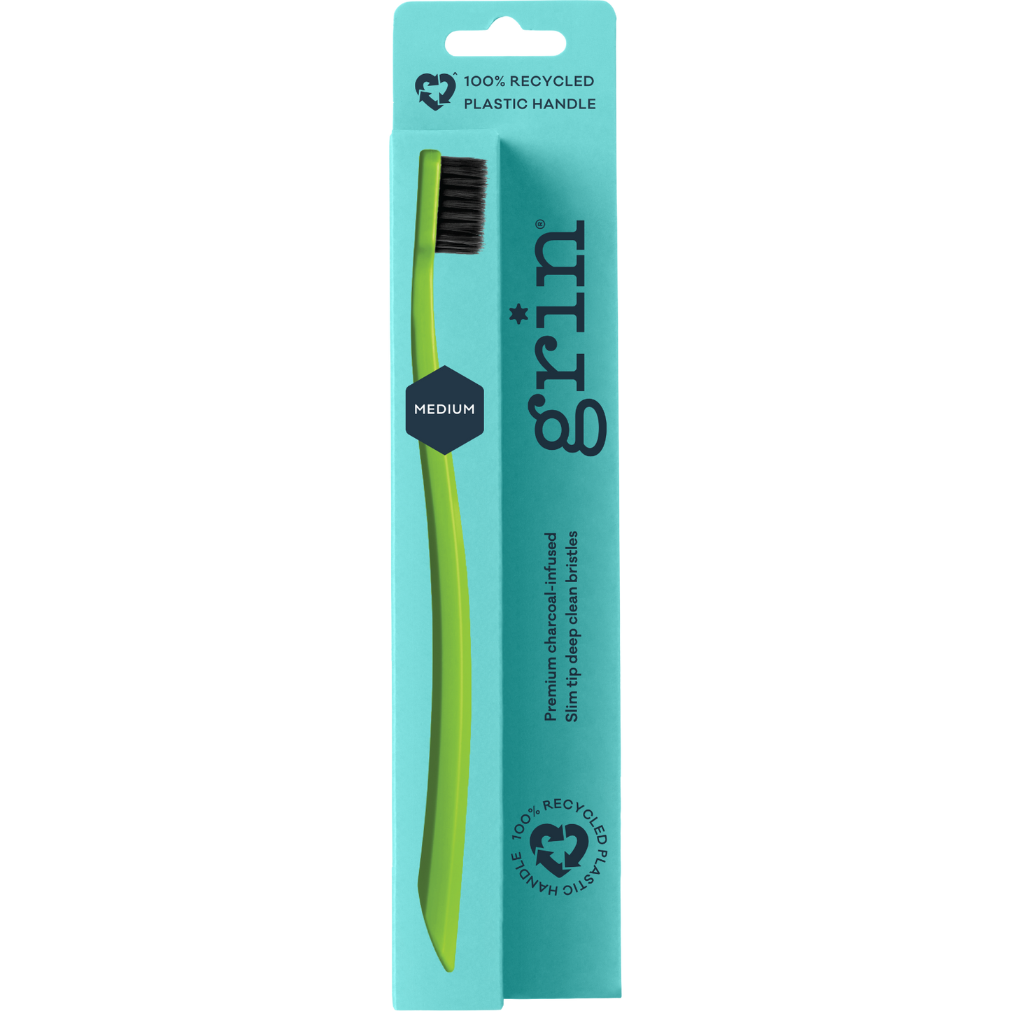 Grin 100% Recycled Toothbrush 1pk Medium Lime