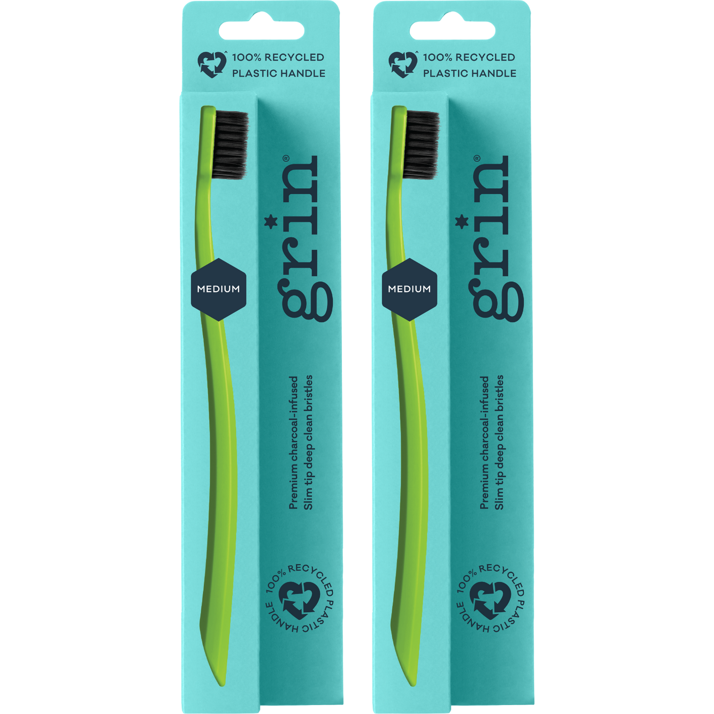 Grin 100% Recycled Toothbrush 1pk Medium Lime